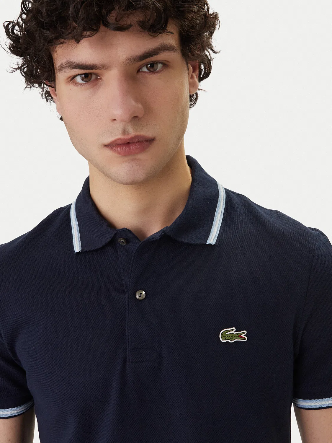Мужское поло классического кроя Lacoste, темно-синий — фото 4