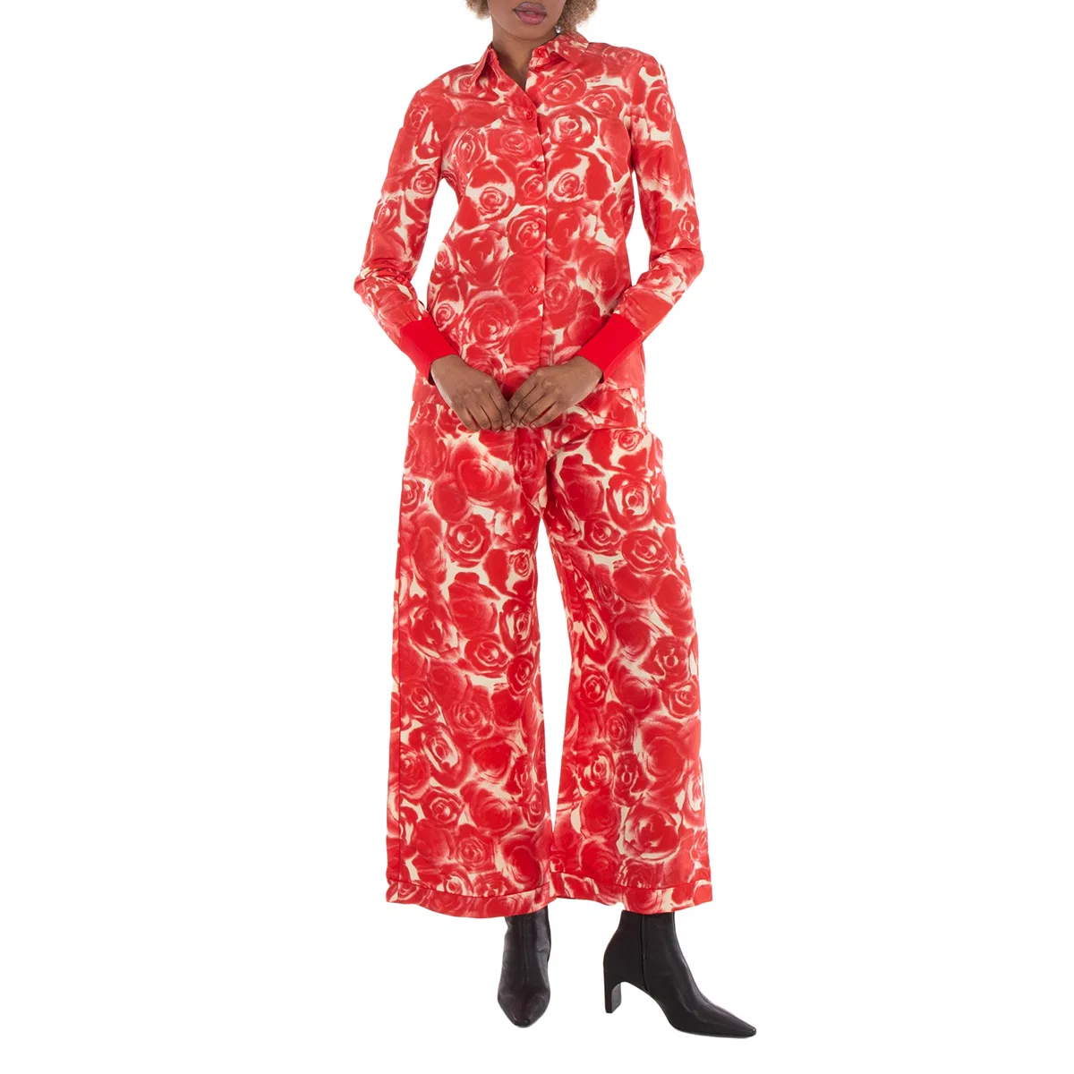 Брюки прямого кроя с принтом Straight Leg Rose Print Trousers Burberry, Pillar Ip Pattern — фото 4