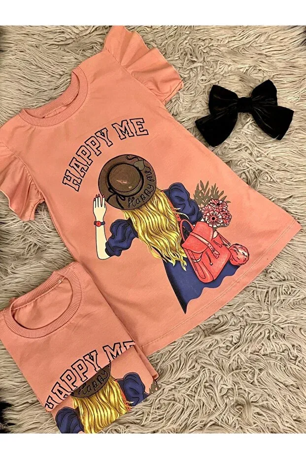 Детское платье для девочек хлопковое с принтом Enes Baby, Rose Dried