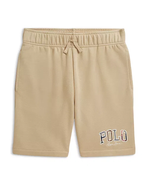 Детские шорты для мальчиков с логотипом Madras Logo French Terry Shorts Ralph Lauren, кремовый