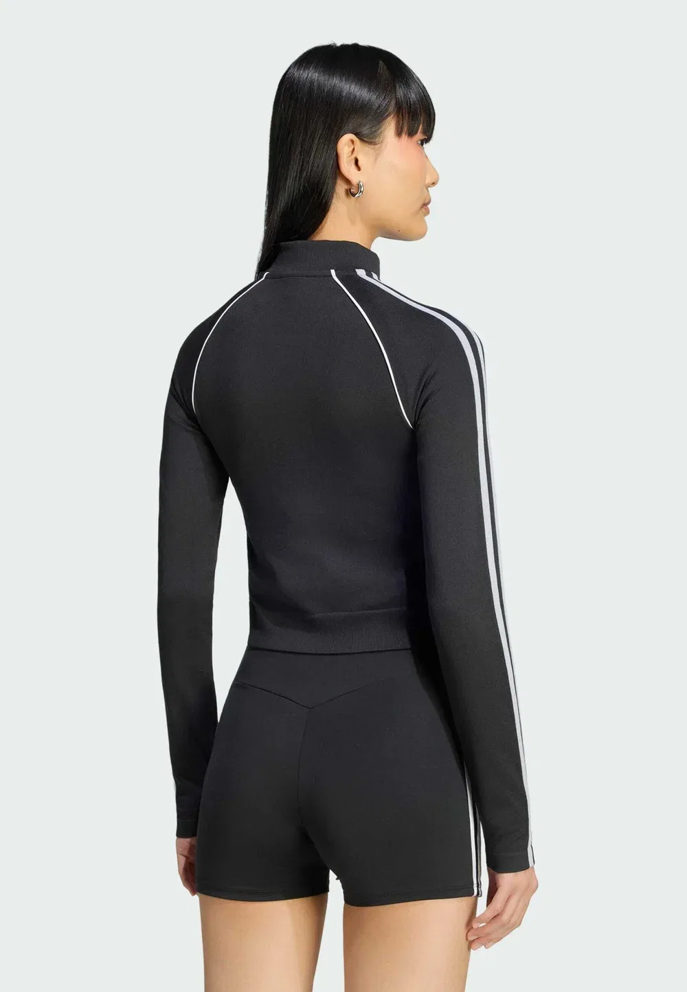 Спортивная футболка Essentials с тремя полосками, бесшовная, на молнии Adidas Originals, Black — фото 2