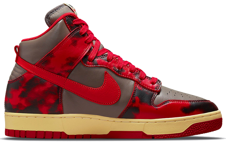 Кроссовки Nike Dunk High 1985 Acid Wash, серый/красный — фото 2