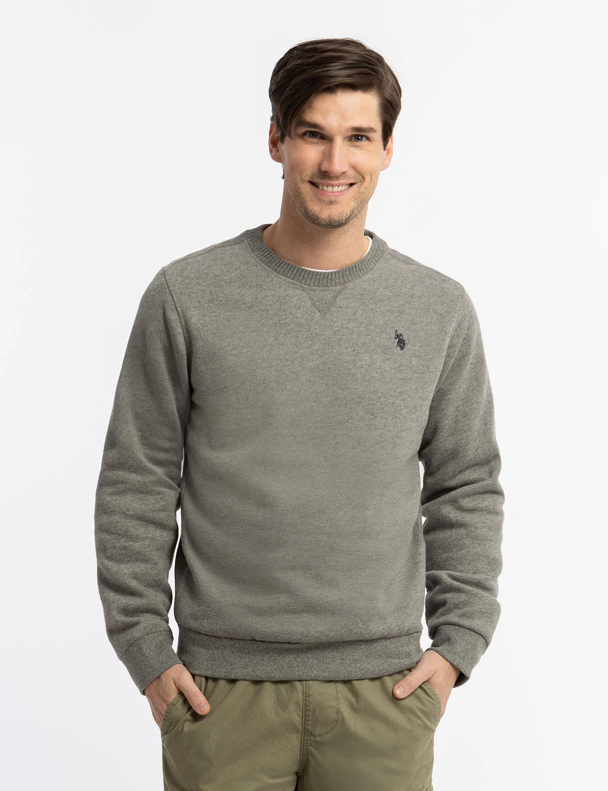 

Пуловер U.S. Polo Assn Solid Peached Fleece Crew Neck, серый