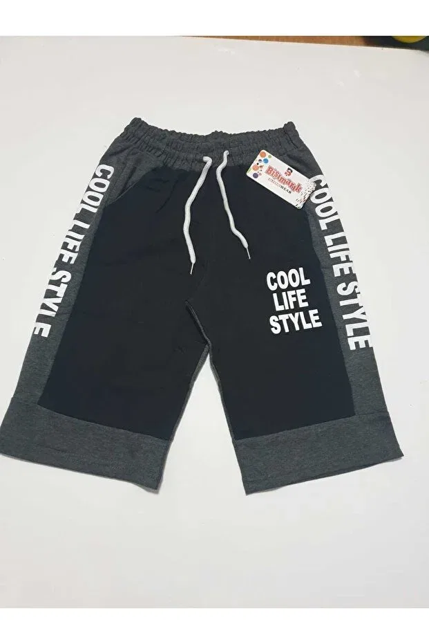 Детские шорты для мальчиков с принтом Bişimarik Kids, Gray-Black