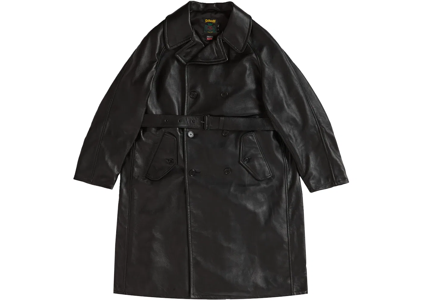 Мужское пальто-тренч из кожи Schott Supreme, Black