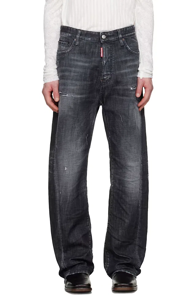 Черные свободные джинсы с перекрученным ремешком Dsquared2