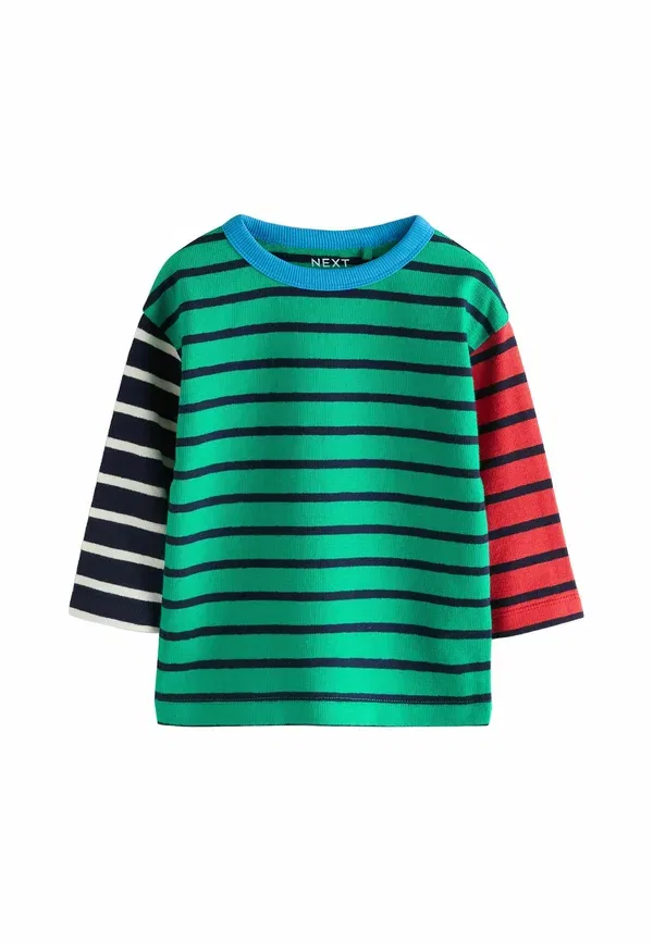 Футболка с длинным рукавом полоска Regular fit Next green navy stripe hotchpotch, синий