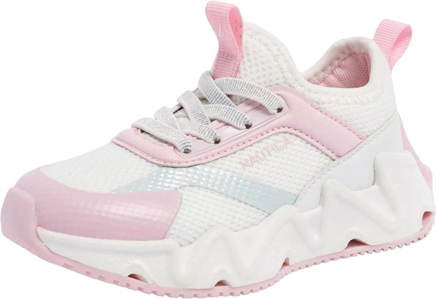 Детские кроссовки для девочек с шнуровкой Nautica, White Pink Iridescent-Maybella