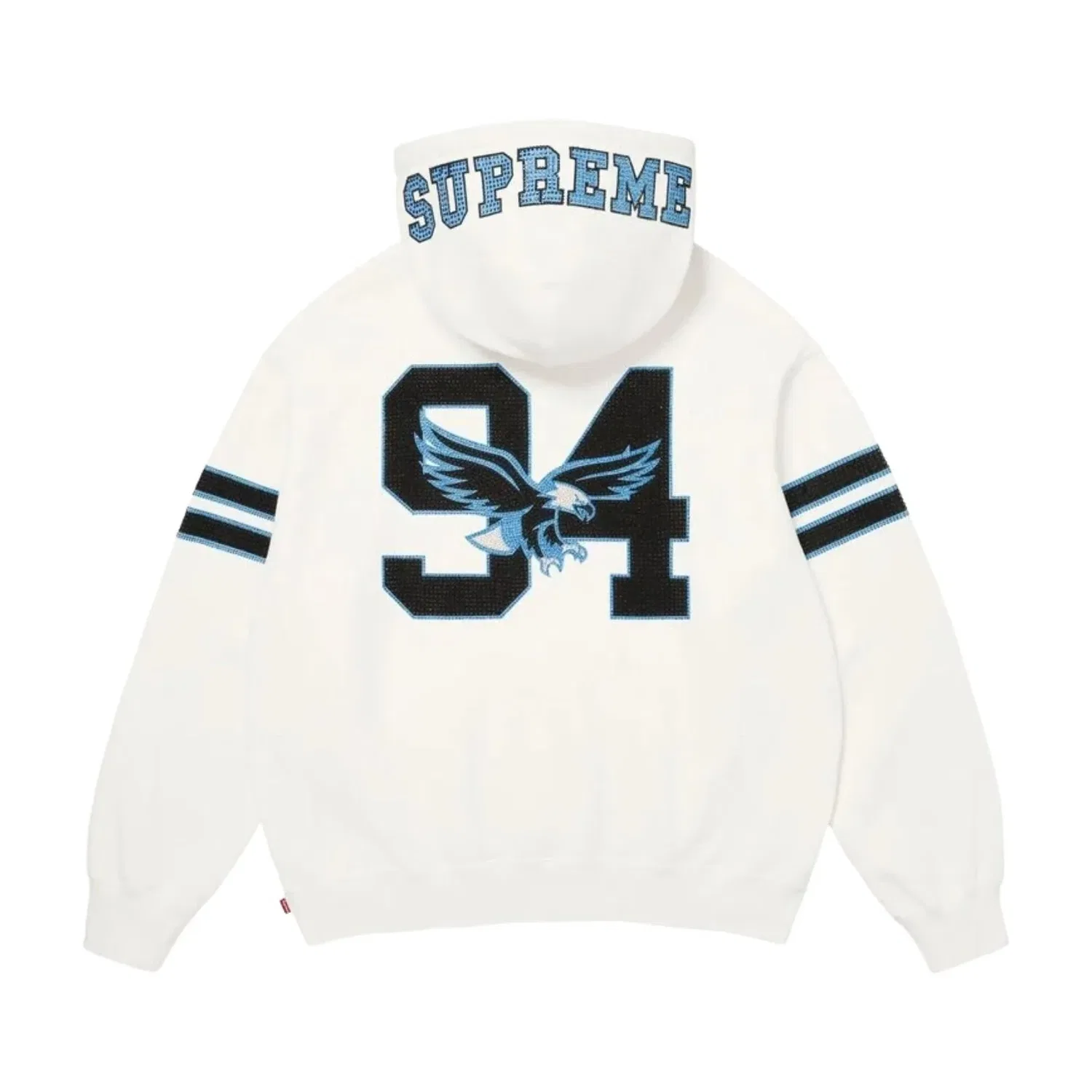 Мужское худи FW26 Rhinestone Eagle Hooded Sweatshirt 'White' Supreme, белый — фото 3