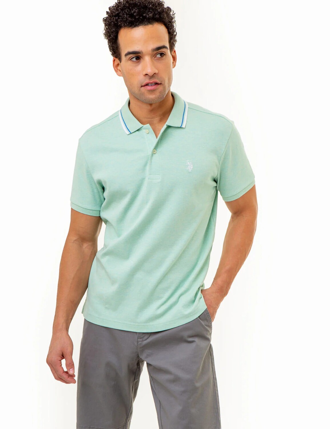 

Футболка поло U.S. Polo Assn. Slim Fit Solid Interlock, зеленый