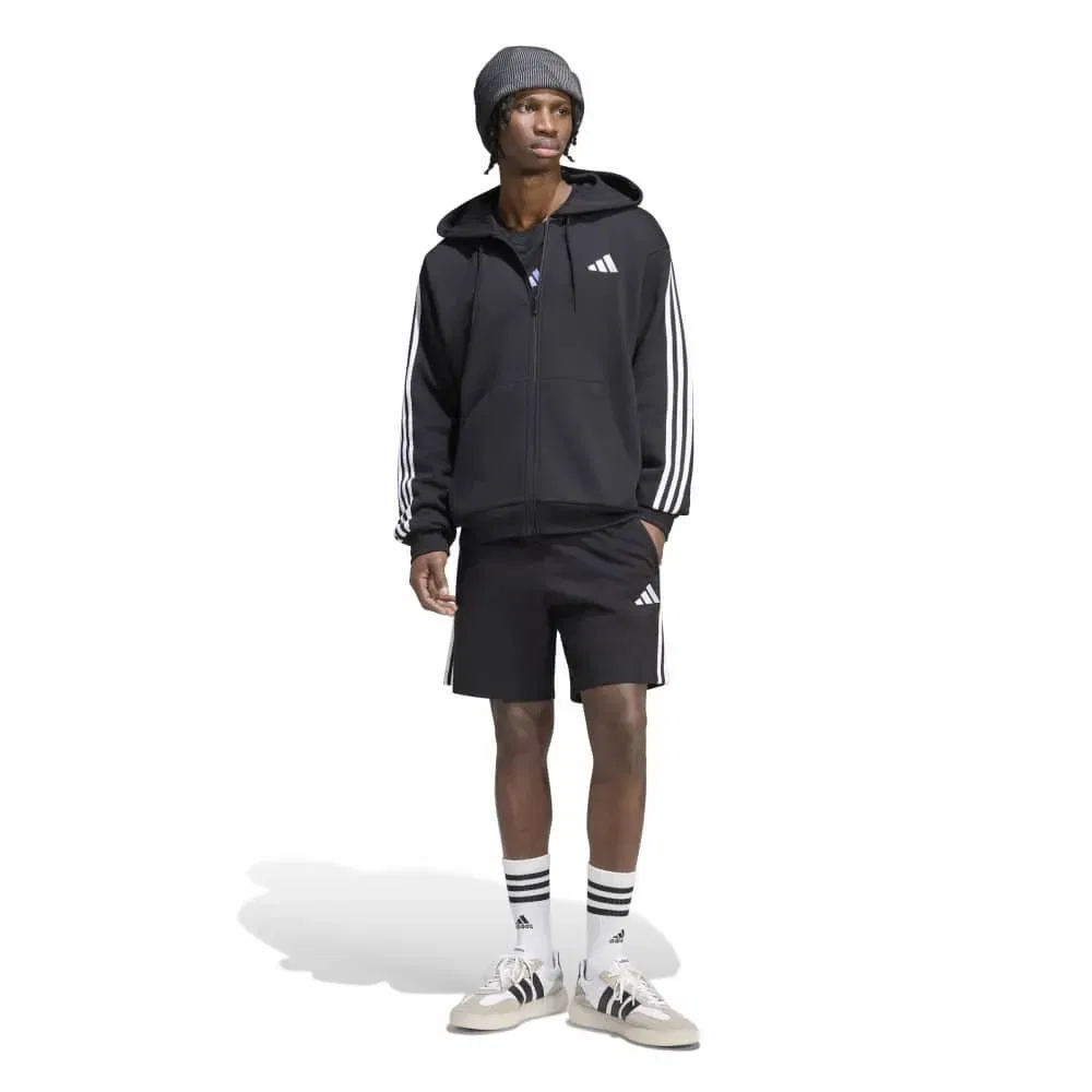 Мужской свитшот с флисом Adidas 3 Stripes Fleece Full-Zip Hoodie, Black — фото 4
