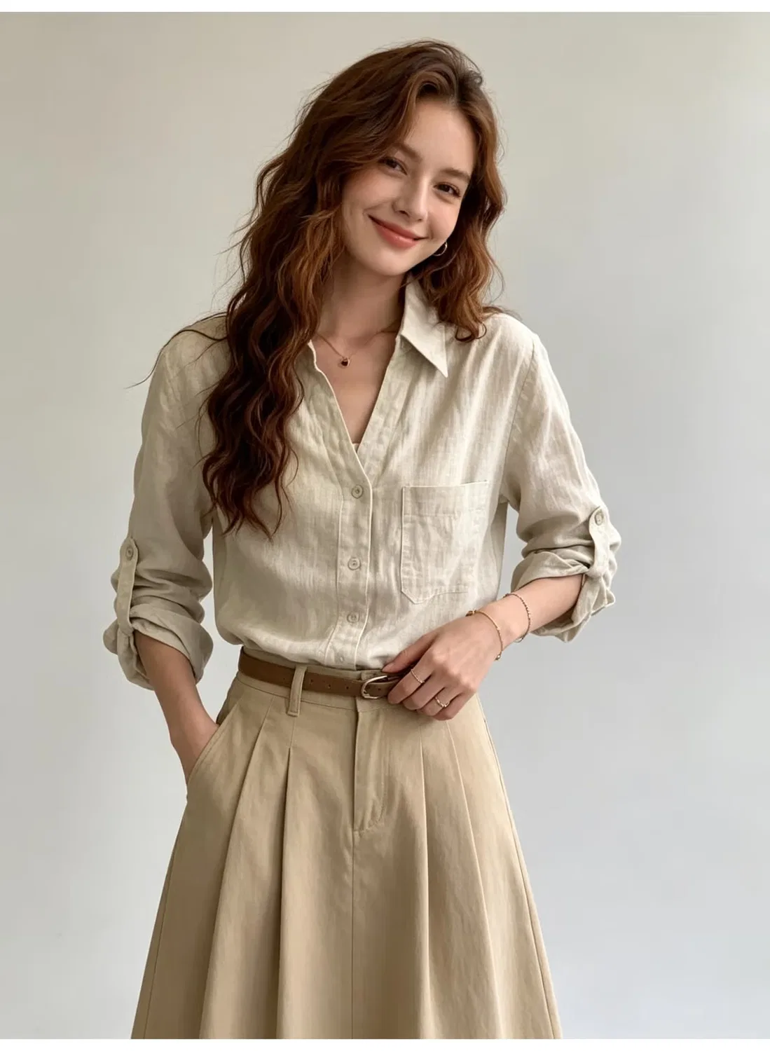 Рубашка с длинным рукавом и отложным воротником Zara