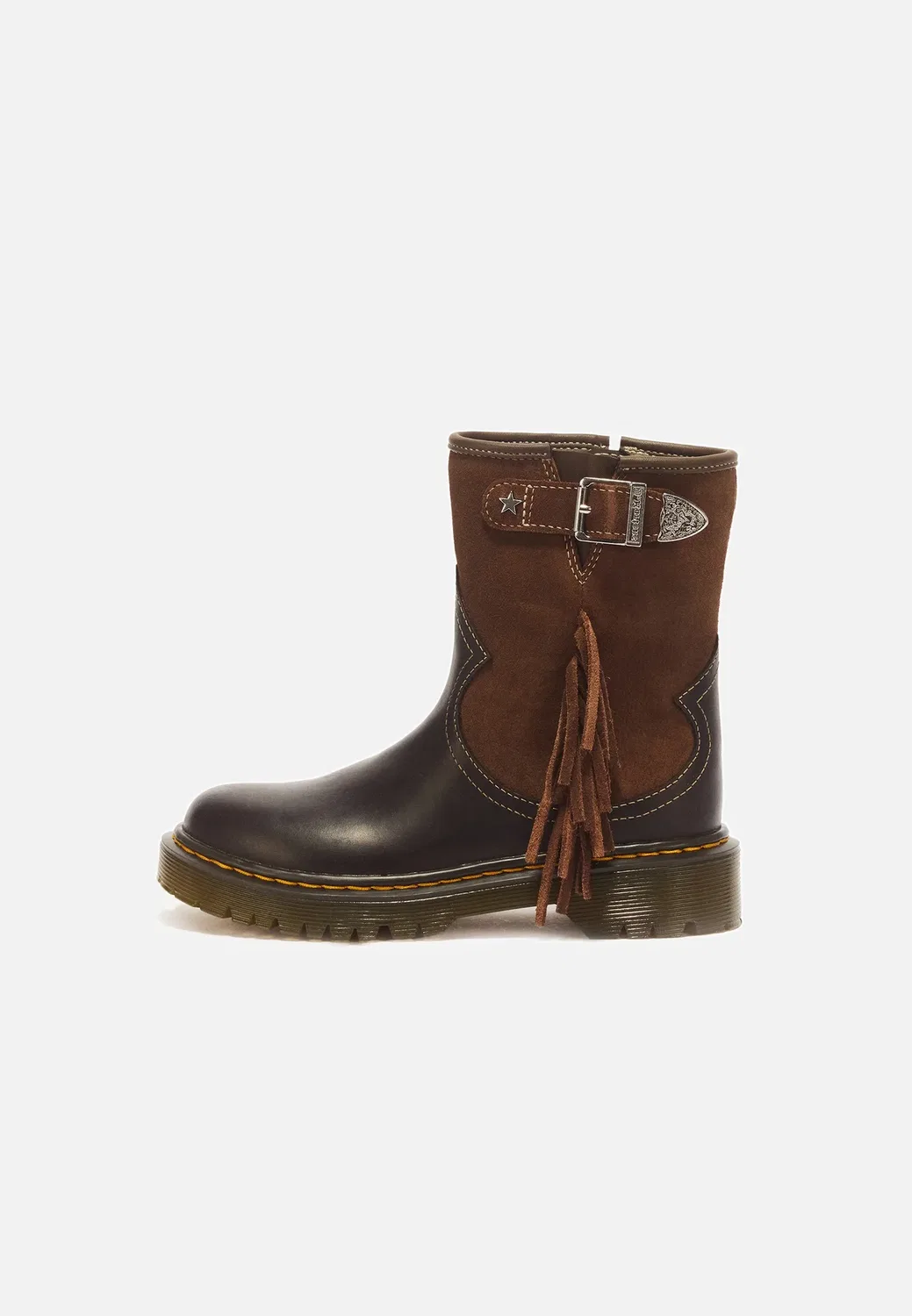 Ботинки Genaya rodeo rigger унисекс - ковбойские/байкерские ботильоны Dr. Martens, Dark Brown Republic Wp+Bronx Suede — фото 2