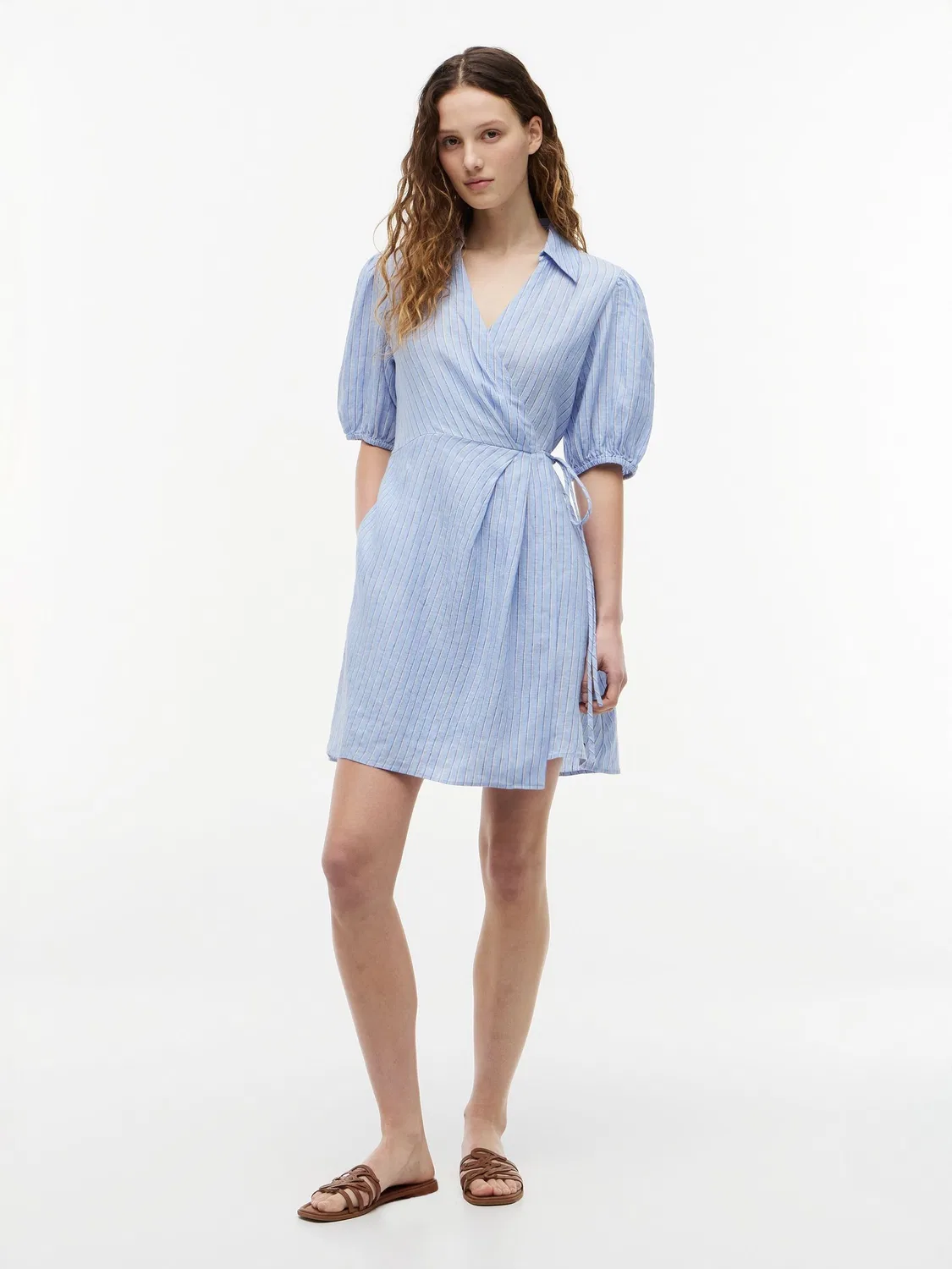 Платье-запах мини Pure Linen Relaxed Fit Tommy Hilfiger, синий
