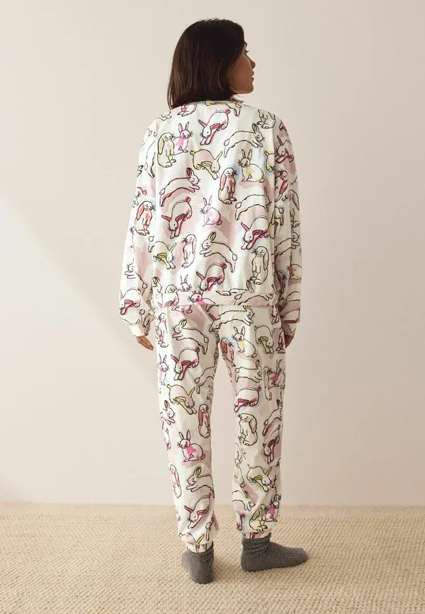 Комплект пижамы с принтом Disney Classics, Regular fit - long sleeve - pyjama set, Next, Ecru Pink Bunny, розовый — фото 2