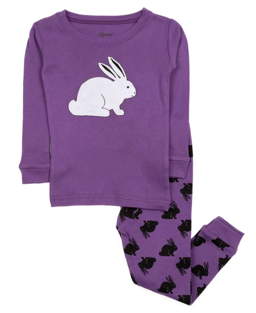 Комплект пижам из хлопка с кроликами Leveret, Bunny Purple