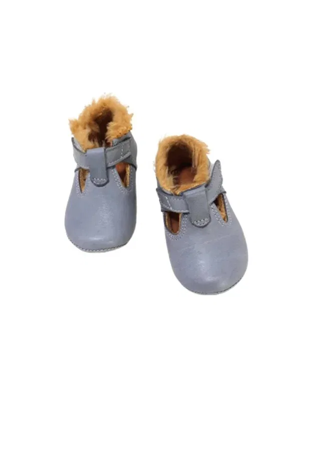 Детские ботиночки для новорожденных кожаные Classic slip-on Kapar, Gray — фото 3