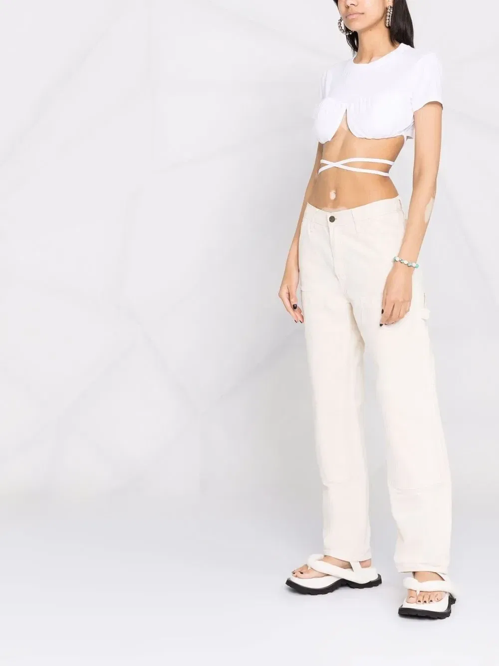 Укороченный топ Le T-Shirt Baci Jacquemus, белый — фото 4