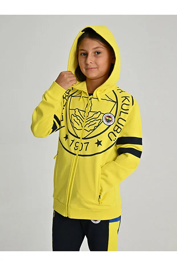 Детское худи для девочек с принтом Child Tribun Single Colour Logo Sweat Fenerium, Yellow — фото 3