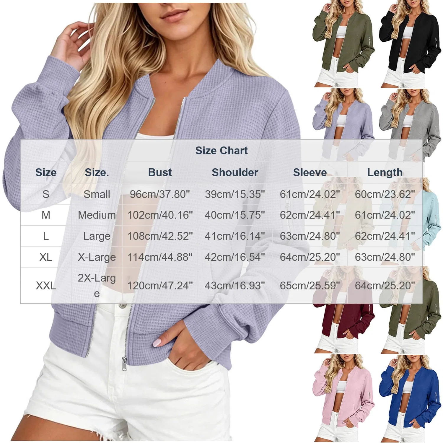 Женская куртка-бомбер легкая с молнией Y2K, Select Colour Name — фото 4