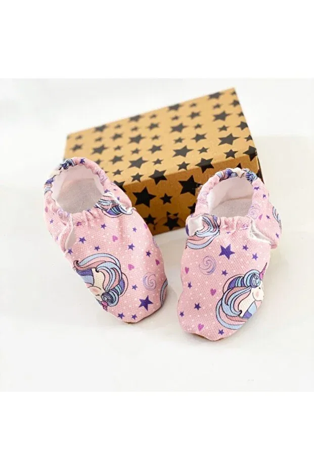 Детские пинетки из натуральной кожи с принтом Babycitytr, Pink