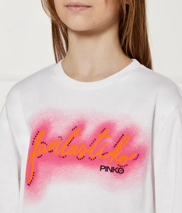Детская футболка для девочек с принтом T-Shirt Pinko Up, белый — фото 4