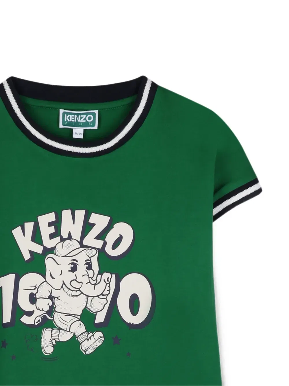 Футболка с многослойными рукавами и графичным принтом Kenzo Kids, зеленый — фото 3