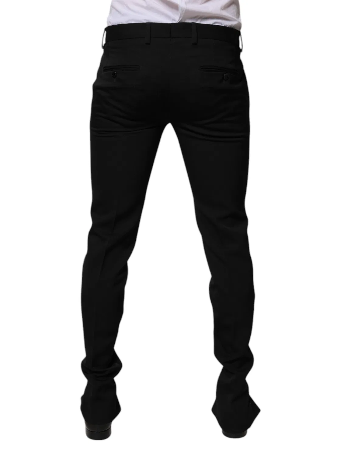 Мужские брюки классические с логотипом Black Wool Tapered Formal Dress Pants Dolce & Gabbana, черный — фото 4