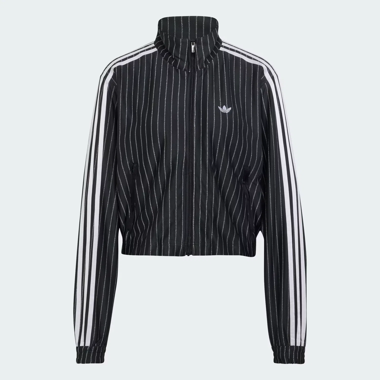 Женская олимпийка свободного кроя Firebird Pinstripe Track Top Adidas Originals, черный/серебристый металлик — фото 4