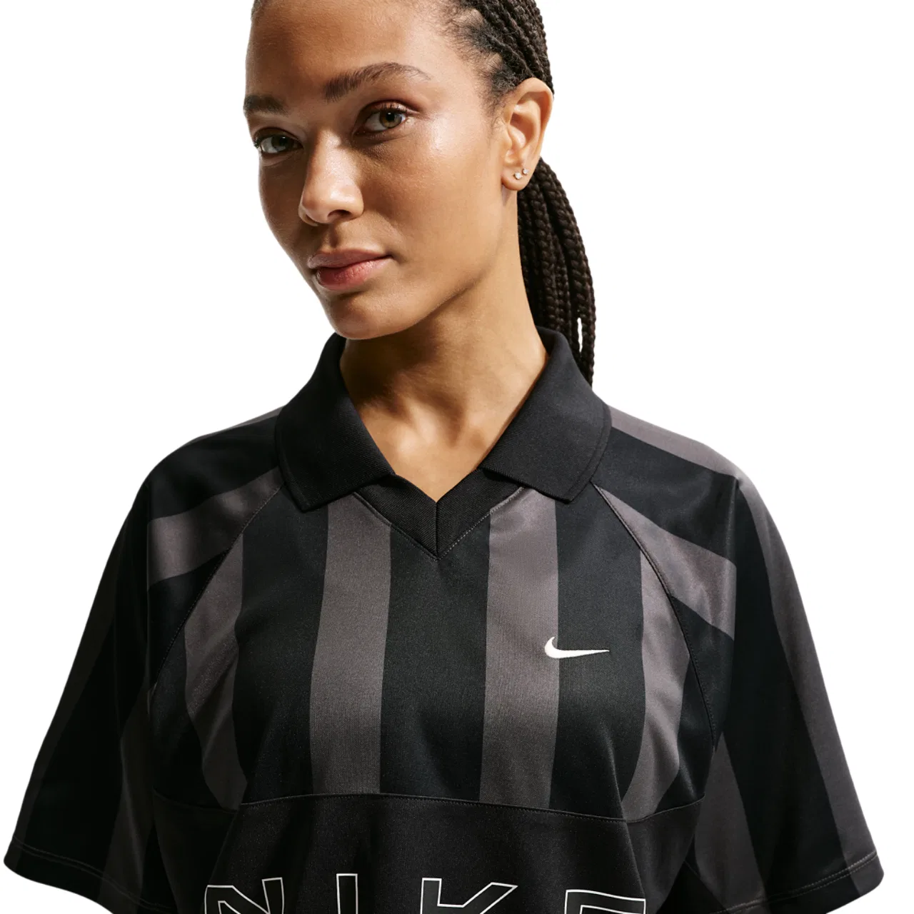 Женская футболка-поло Nike NSW Street Oversized SS Stripe Jersey, черный