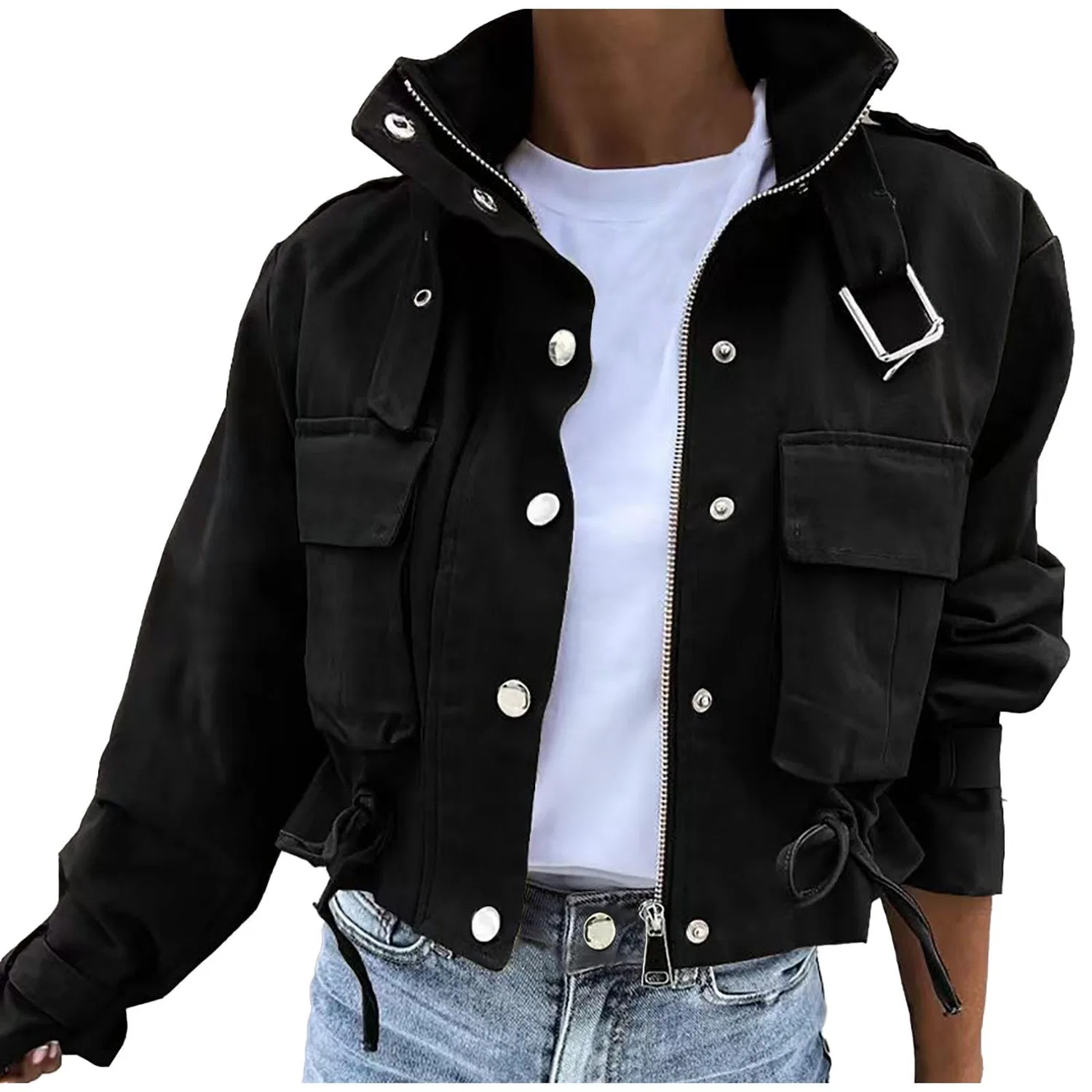 Женский жилет с длинным рукавом и цветочным принтом Winter Work Jacket, Black