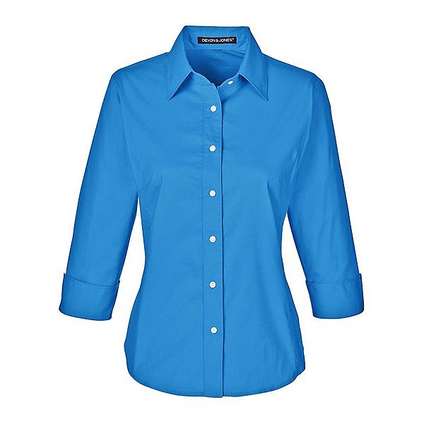 

Женская рубашка из поплина с коротким рукавом и эластичной посадкой Devon & Jones, French Blue