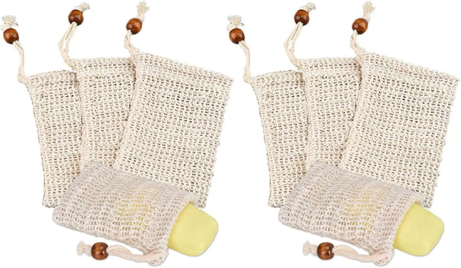 Набор мочалок для мыла Ramie, Guindxan, 8 шт., 13.5x9 см, Beige