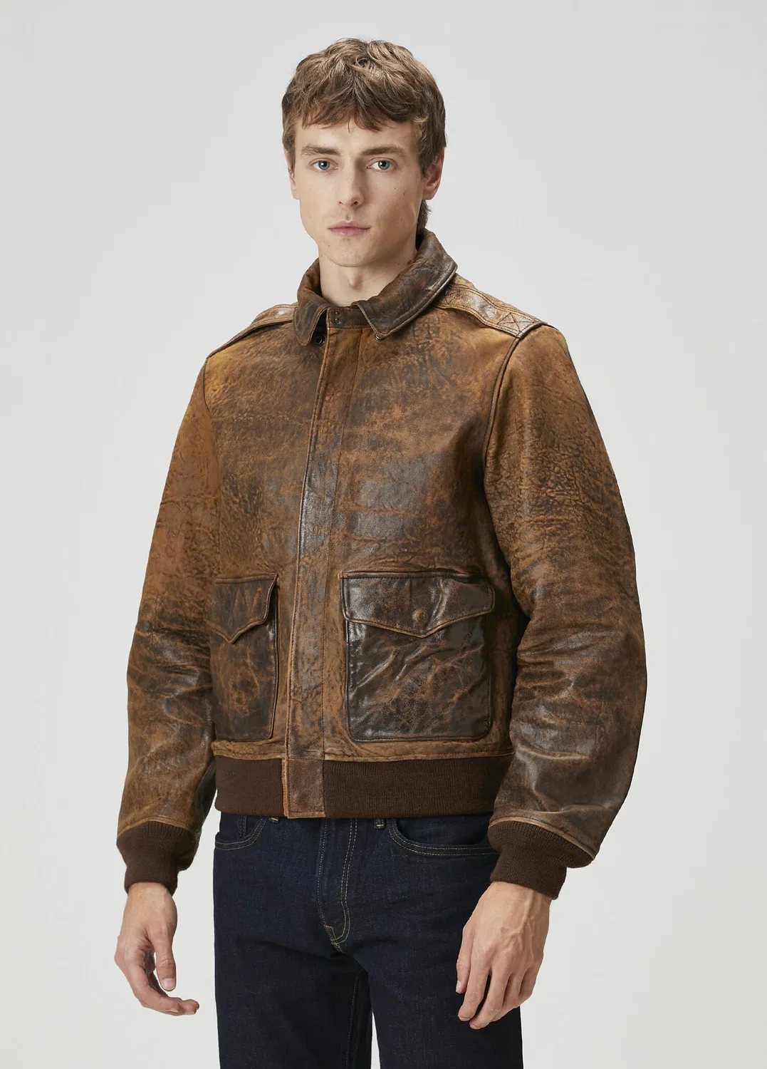 Кожаная куртка Polo Ralph Lauren, коричневый — фото 3