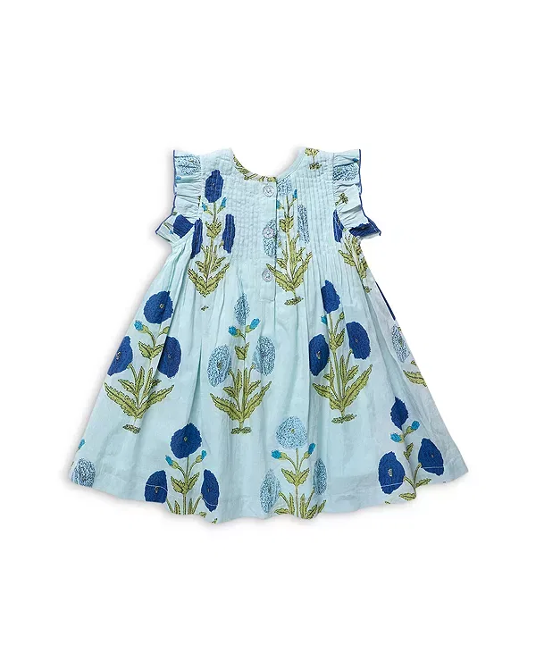 Детское платье для девочек с принтом Jaipur Dress Pink Chicken, Light Blue Dandelion — фото 2