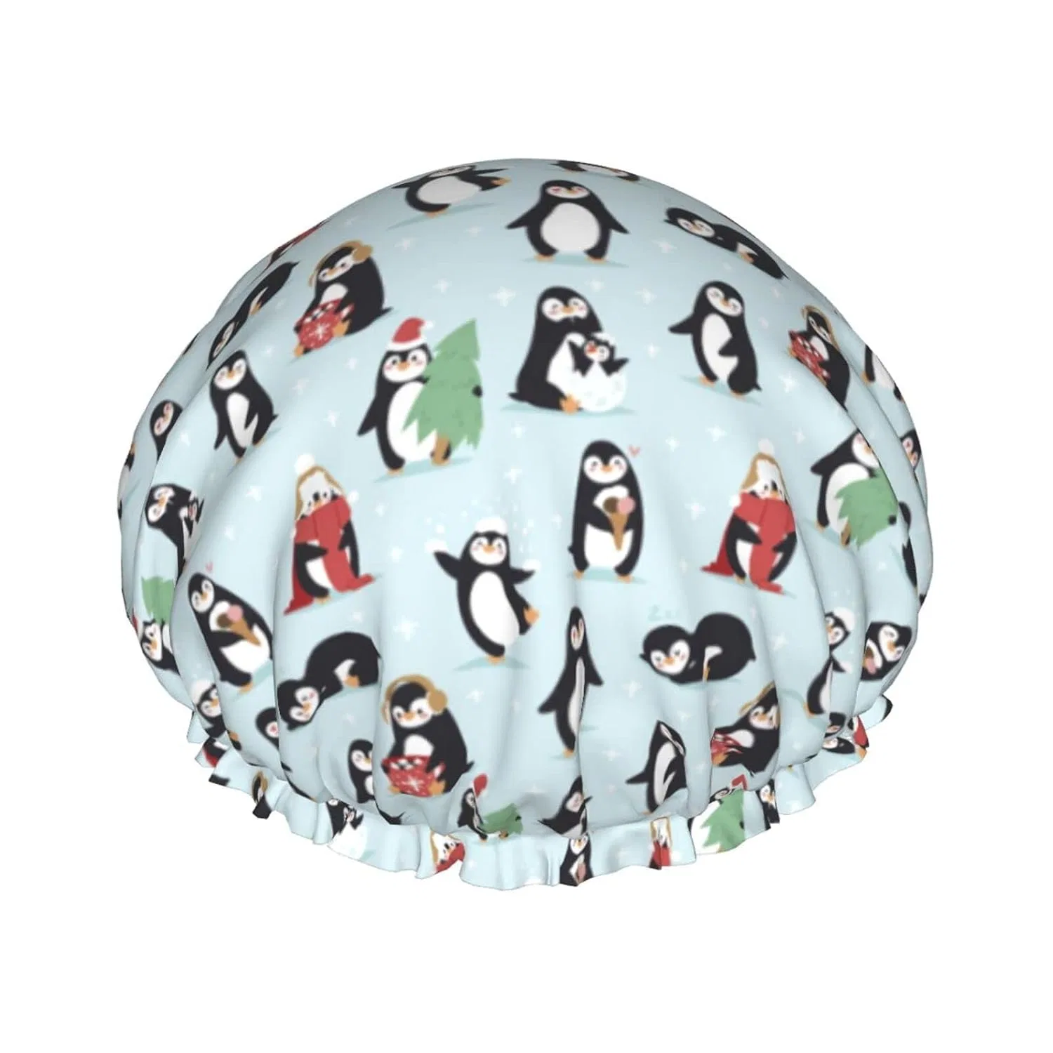 Шапочка для душа Cute Penguin, BONDIJ, двойной слой, водонепроницаемая