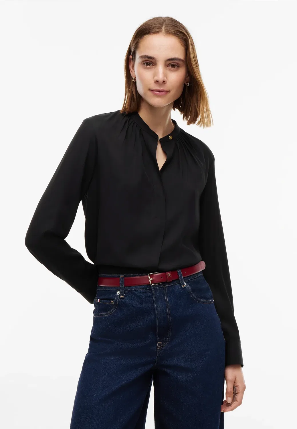 Базовая вещь - блузка на пуговицах Tommy Hilfiger, Black