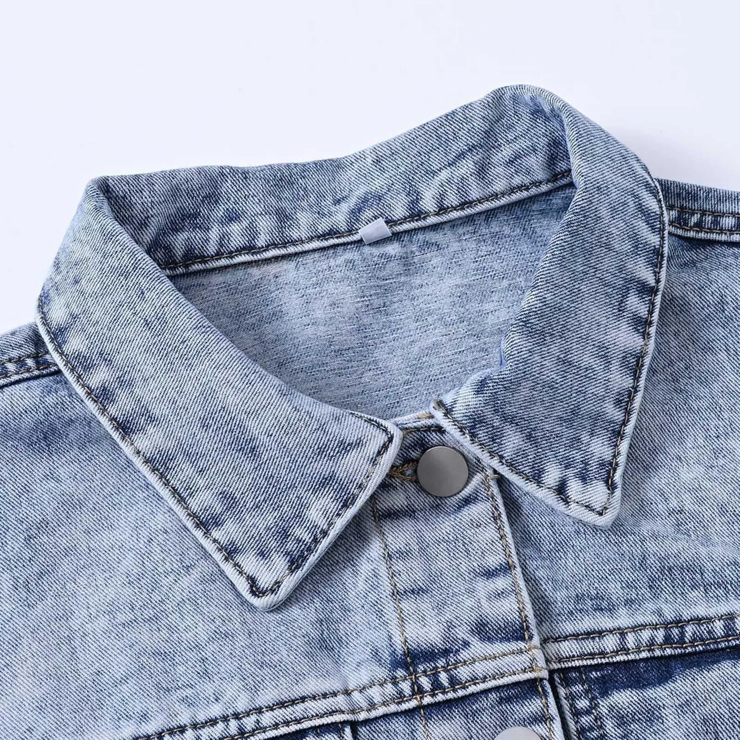 Женская джинсовая куртка slim fit с длинным рукавом, Blu — фото 2
