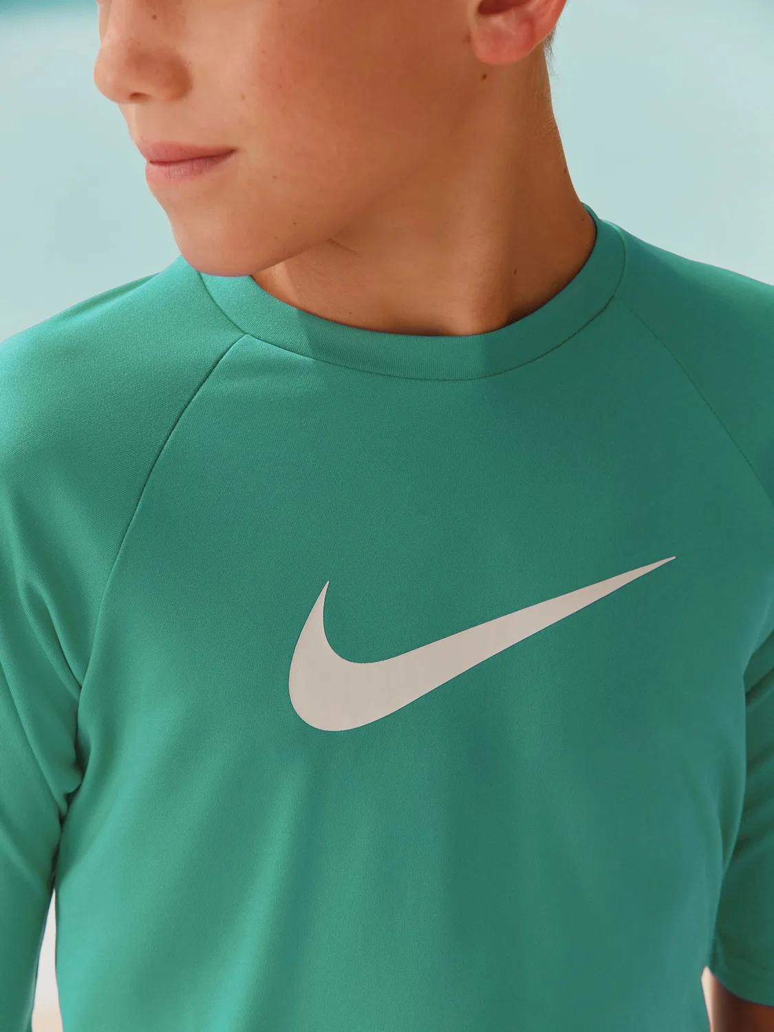 Футболка Nike Sun Safe Hydroguard с коротким рукавом, синяя — фото 3