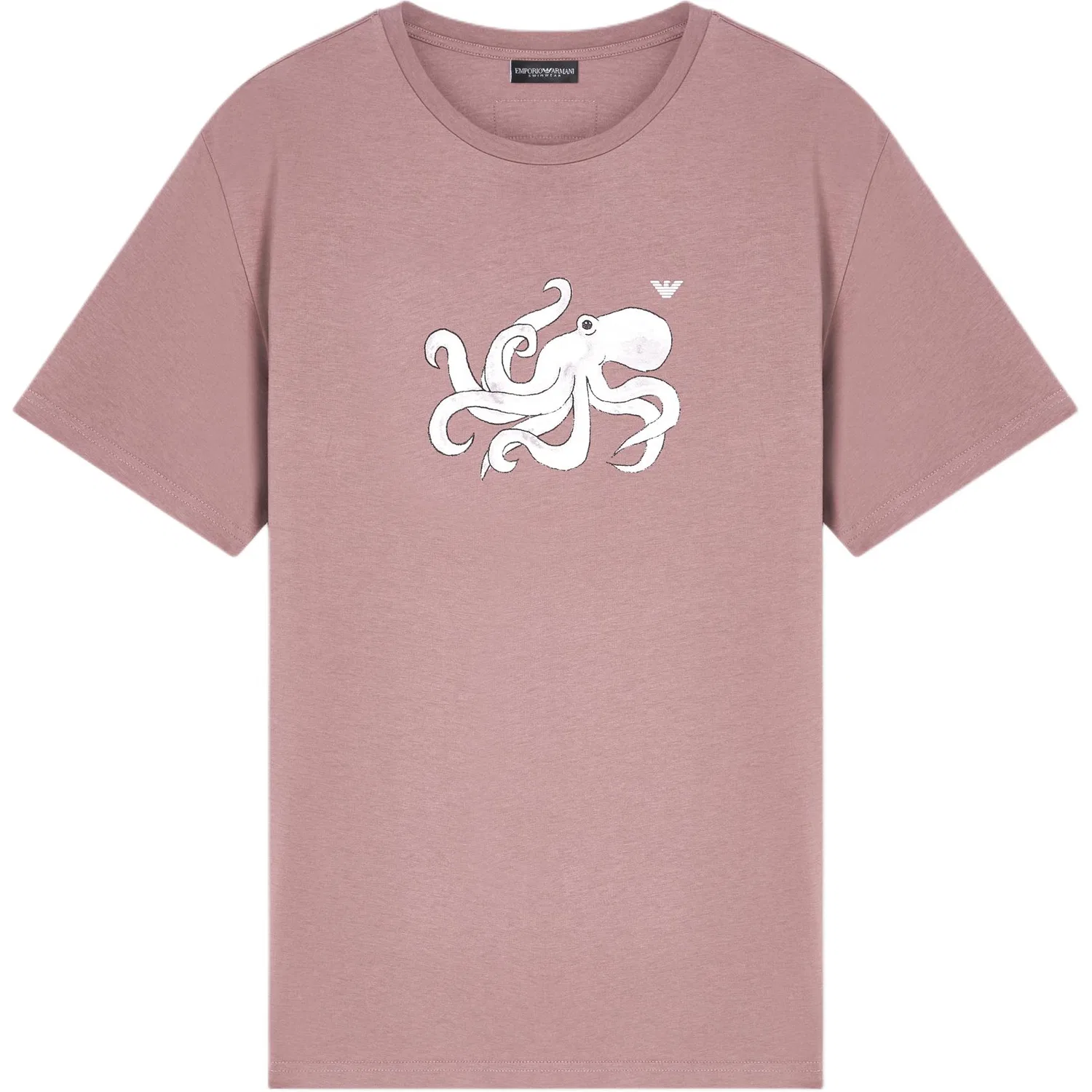 Футболка с круглым вырезом, однотонная, Emporio Armani, Pink