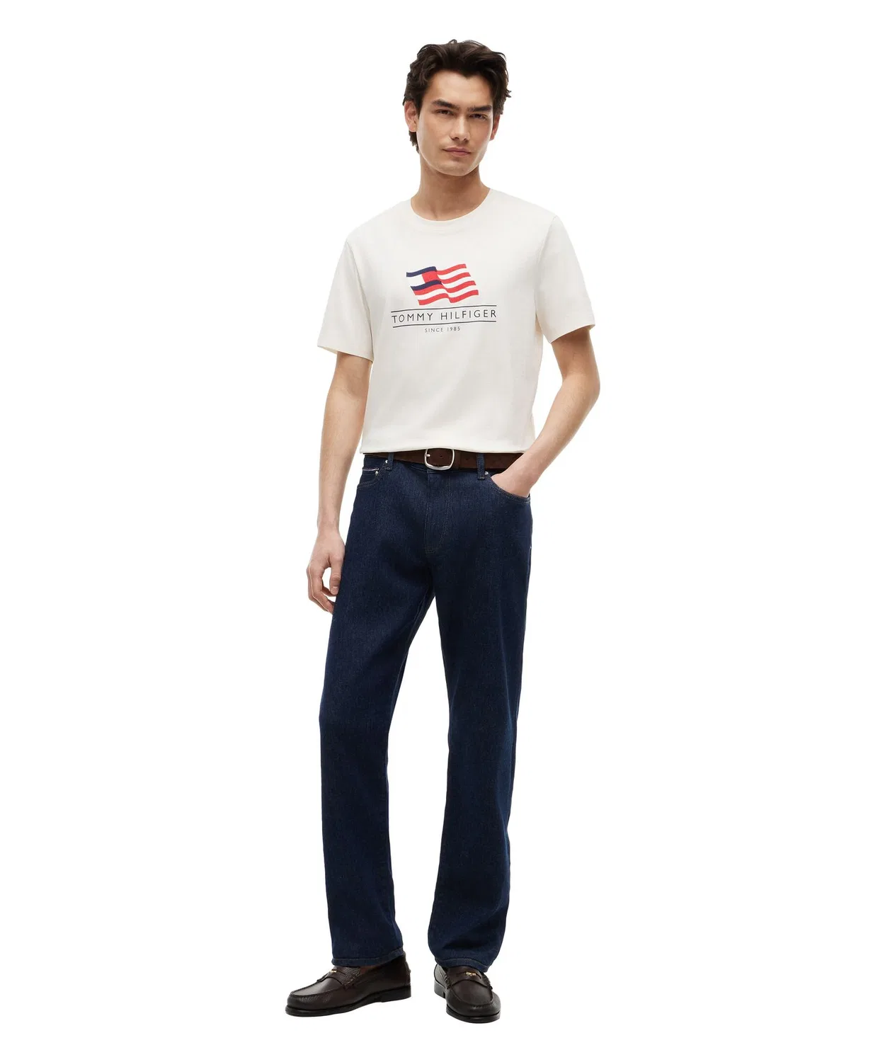 Мужская футболка с принтом Main Flag Regular T-Shirt TOMMY HILFIGER, Белый — фото 2