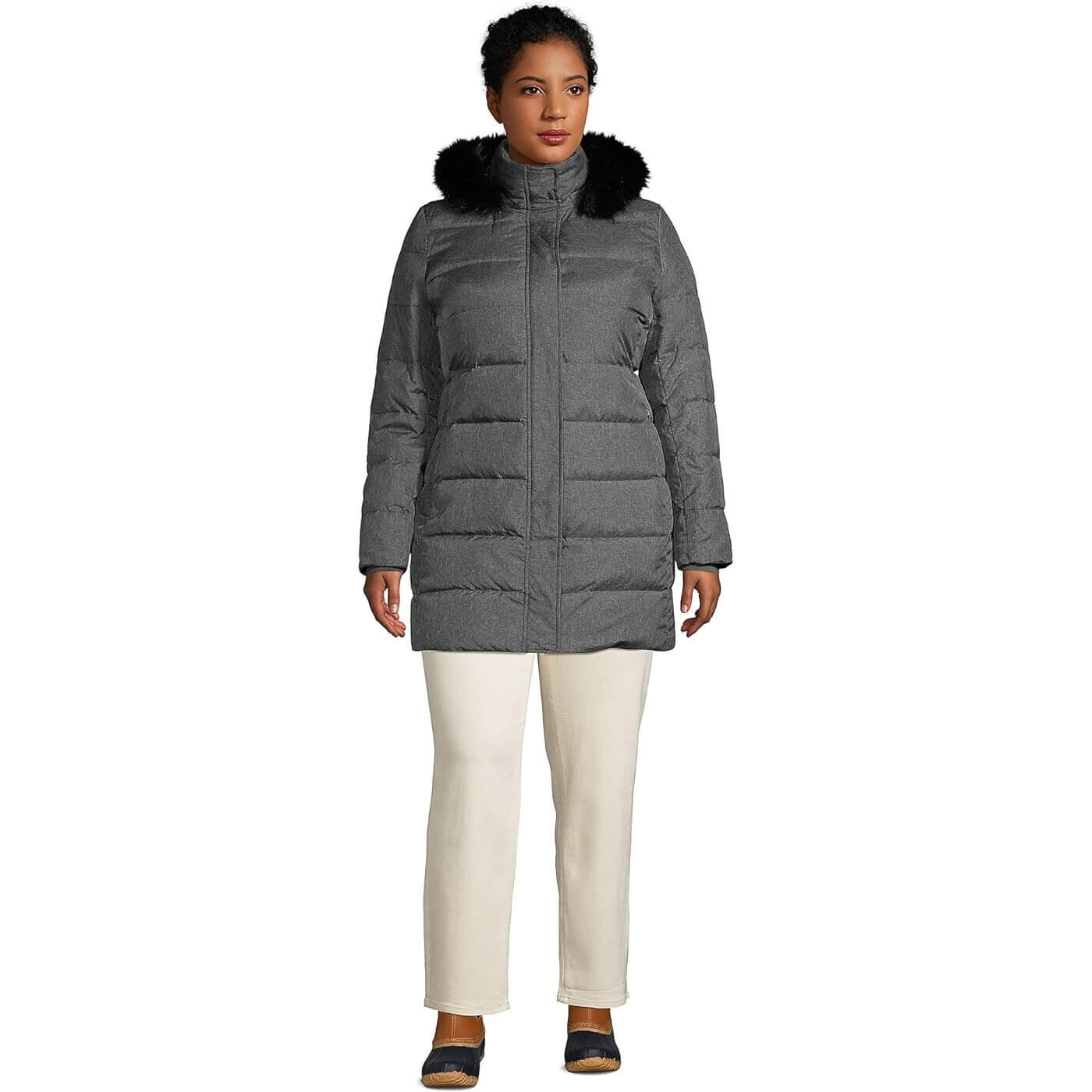 

Пуховик Lands' End Women's Down Winter, серый