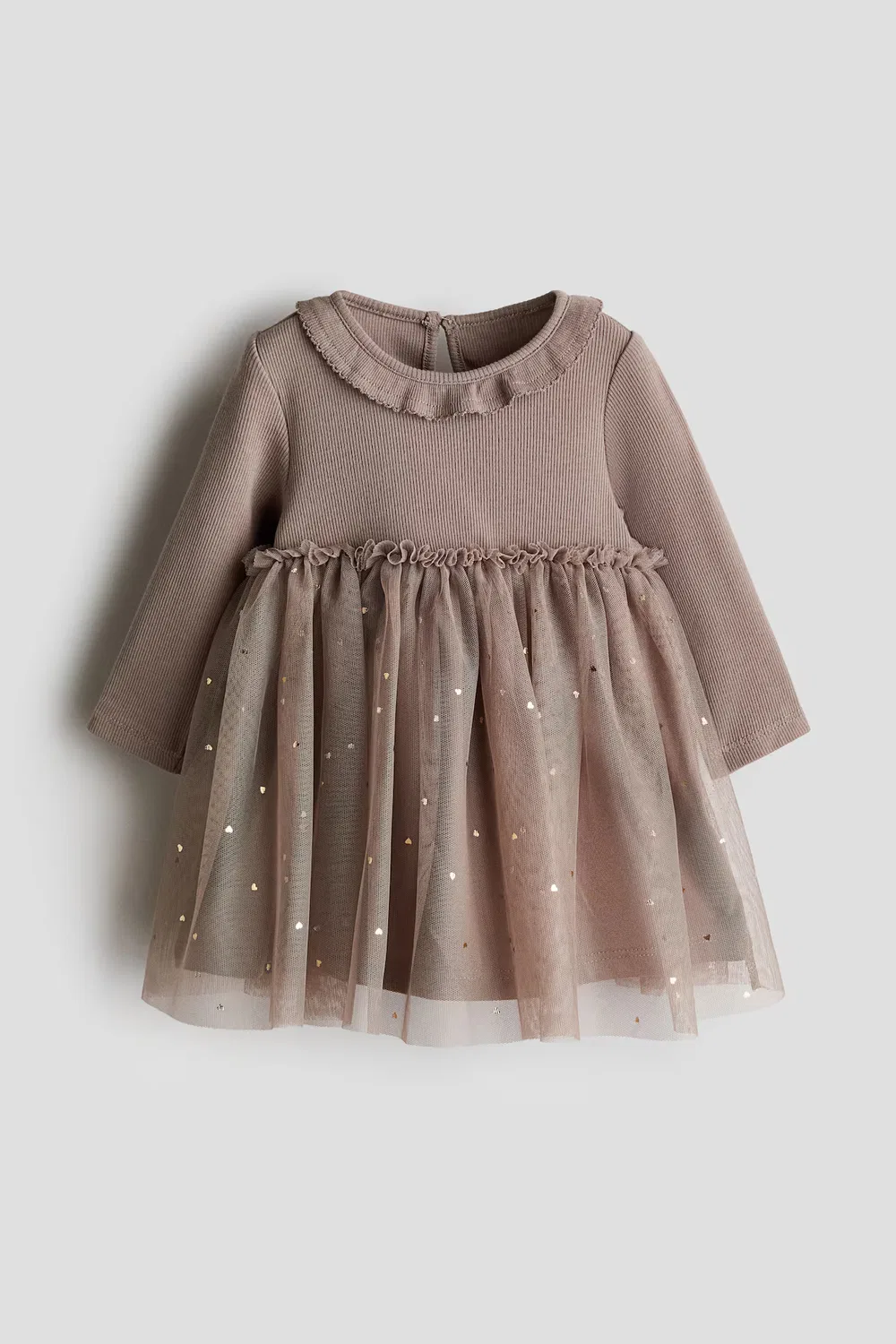 Хлопковое платье с юбкой из тюля H&M, Braun/Herzen