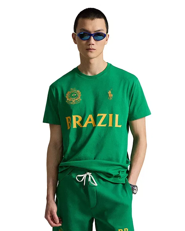 Мужская футболка с принтом Classic Fit Brazil T-Shirt Polo Ralph Lauren, зеленый