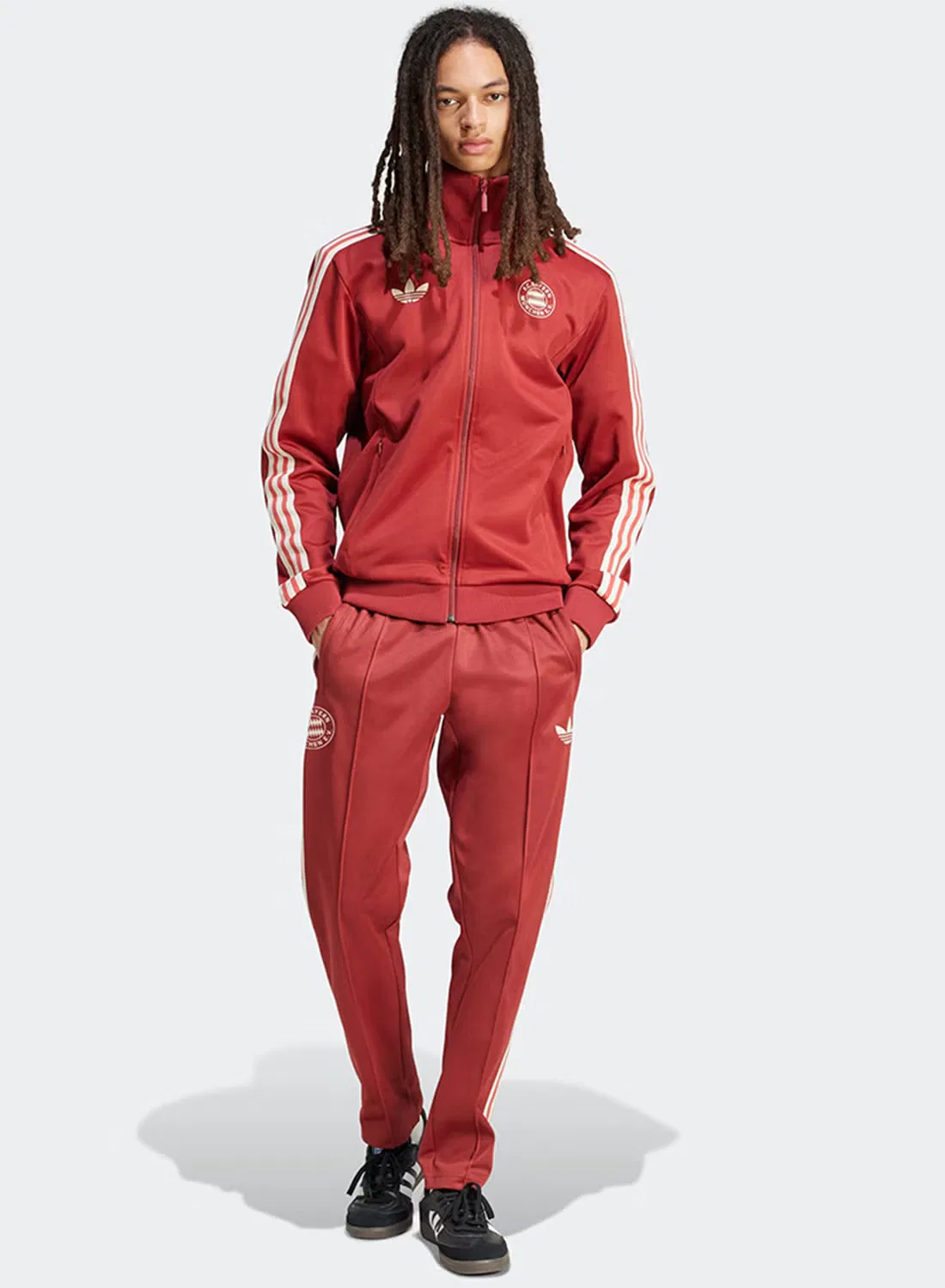 Спортивные штаны с логотипом FC Bayern Munich Adidas, красный — фото 4