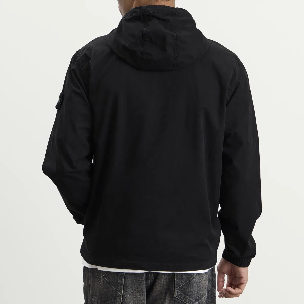 Куртка с капюшоном из органического хлопкового твила Stone Island, Black — фото 3