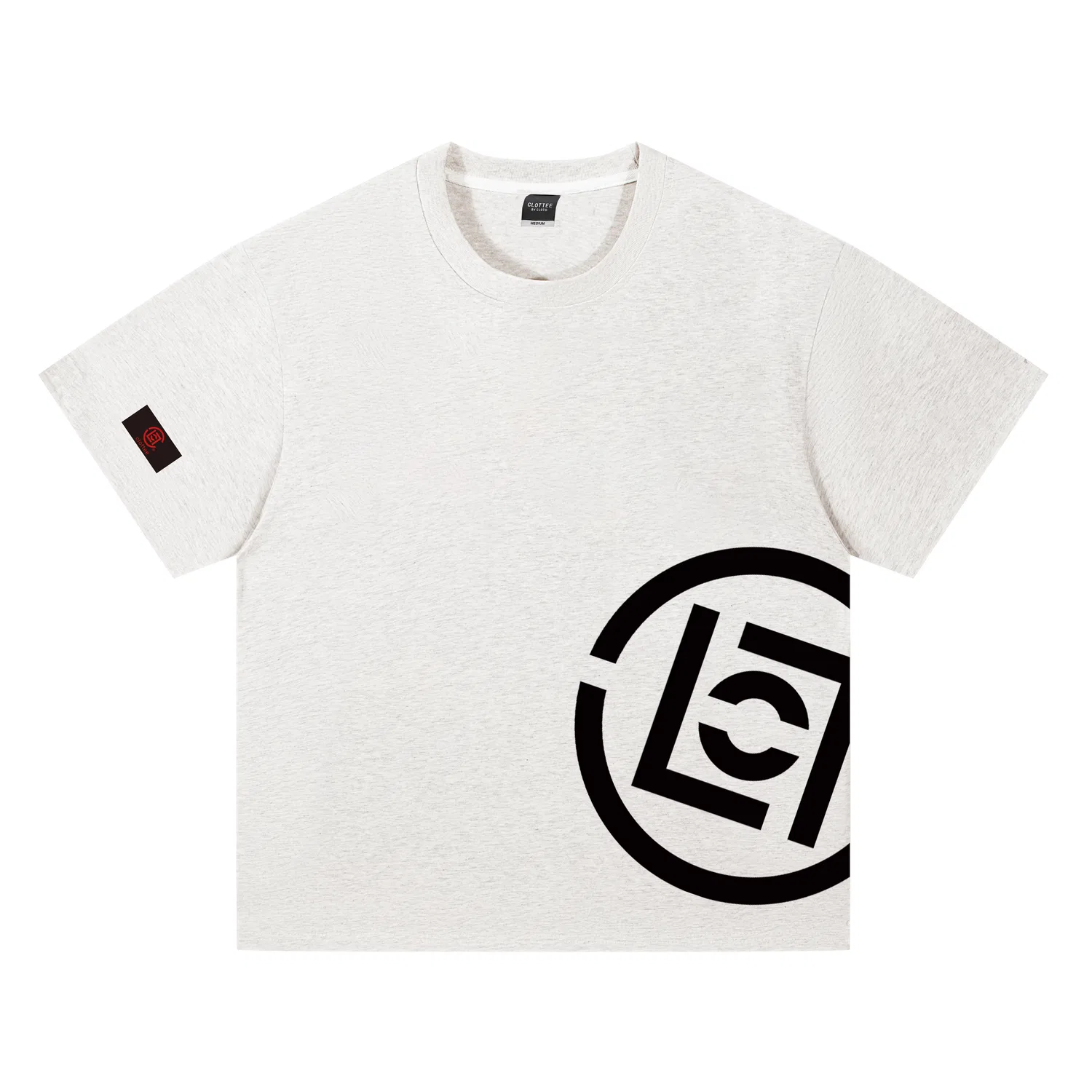 Детская футболка с круглым вырезом и прямым кроем CLOT, White Heather Gray (Black Logo)