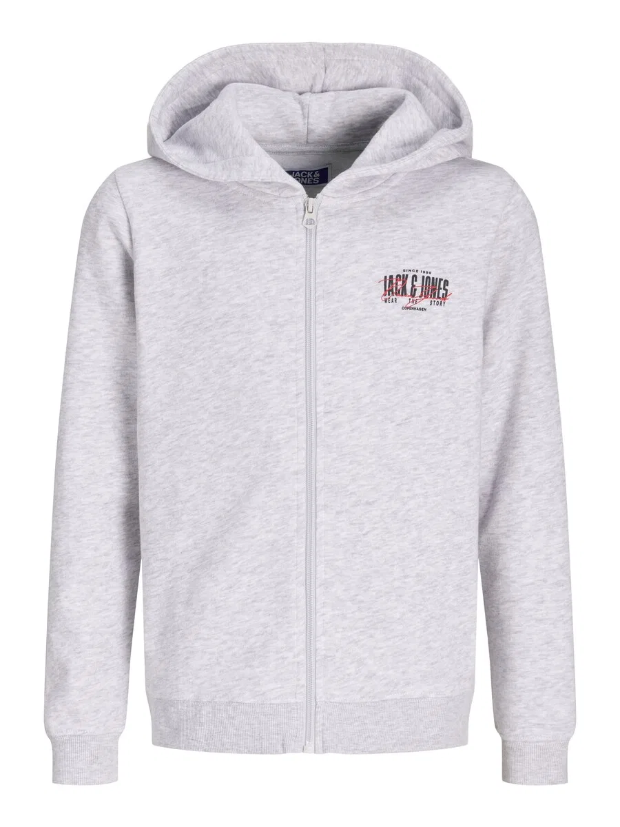Детская толстовка на молнии Jack & Jones Junior, серого цвета