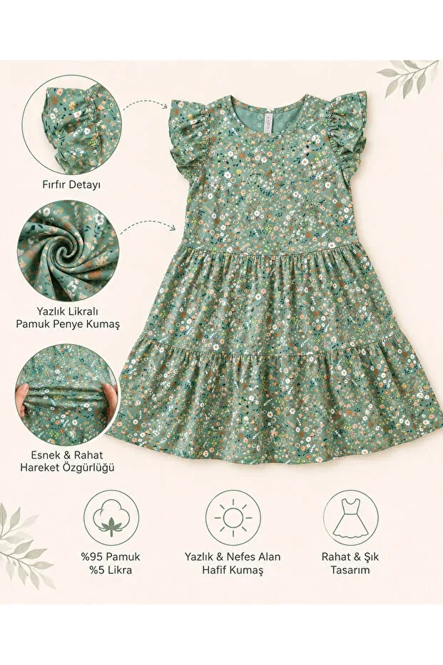 Детское платье для девочек хлопковое Summer Dress Hn Sport, Green — фото 4