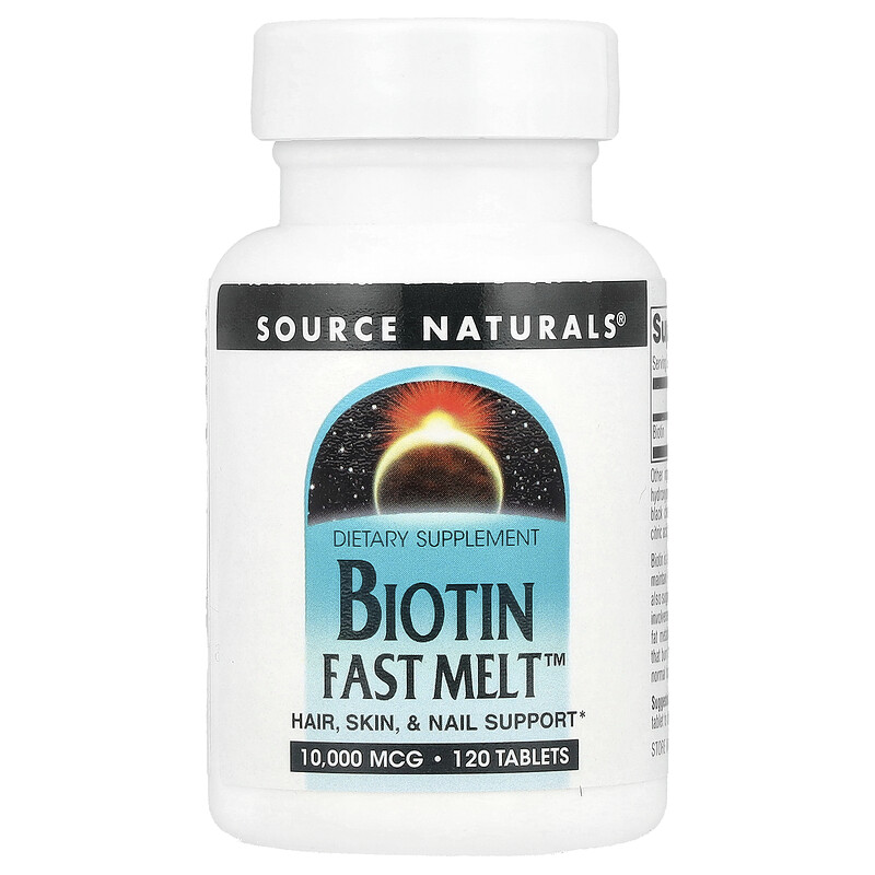 

Source Naturals, Biotin Fast Melt , 10 000 мкг, 120 таблеток